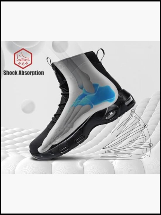 Steel Toe Work Boot Men Non Slip Safety Sneaker Side Zipper High Top Tactical
